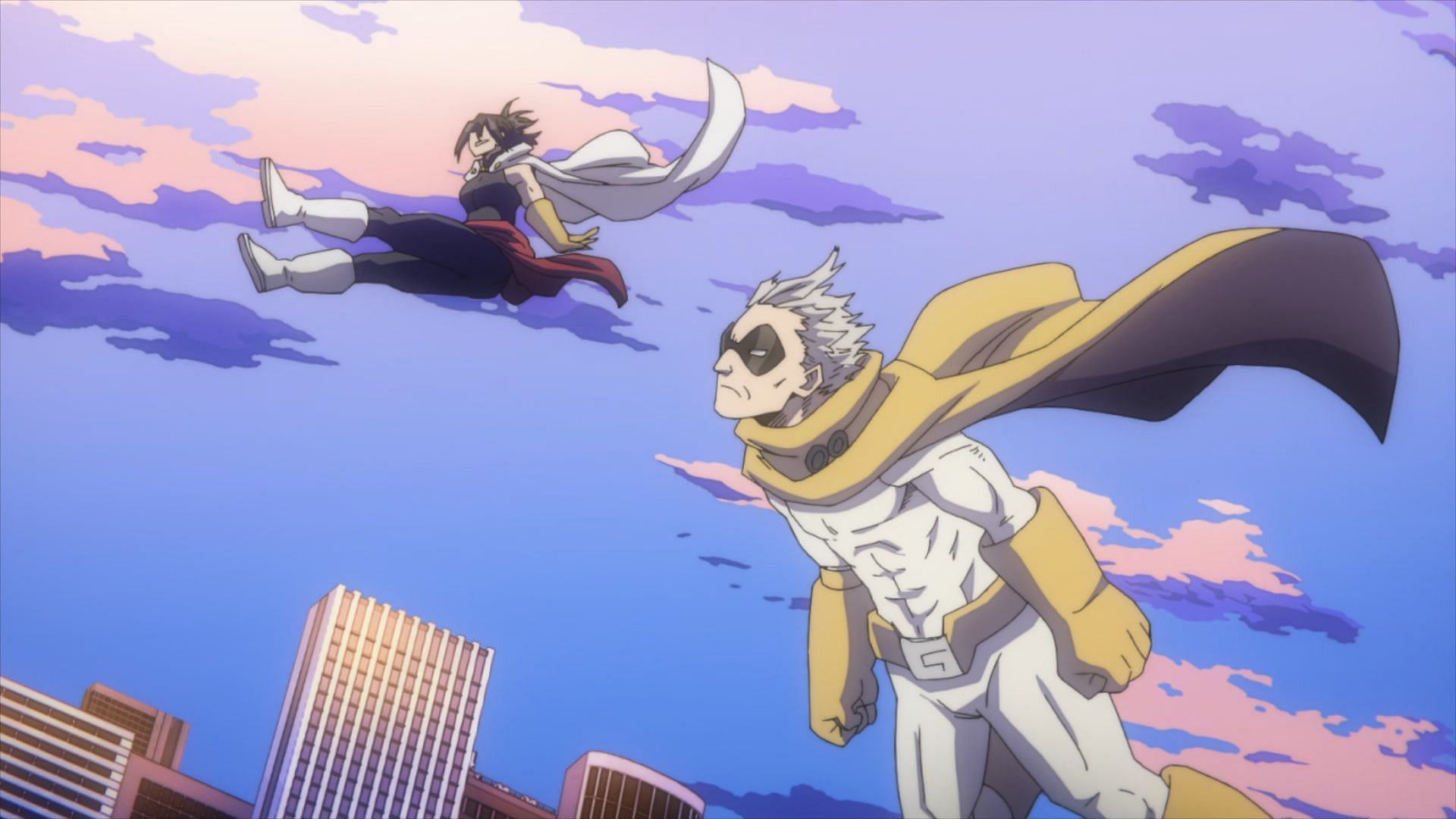 Nana Shimura (top left) seen using her Float Quirk in My Hero Academia (Image via BONES)
